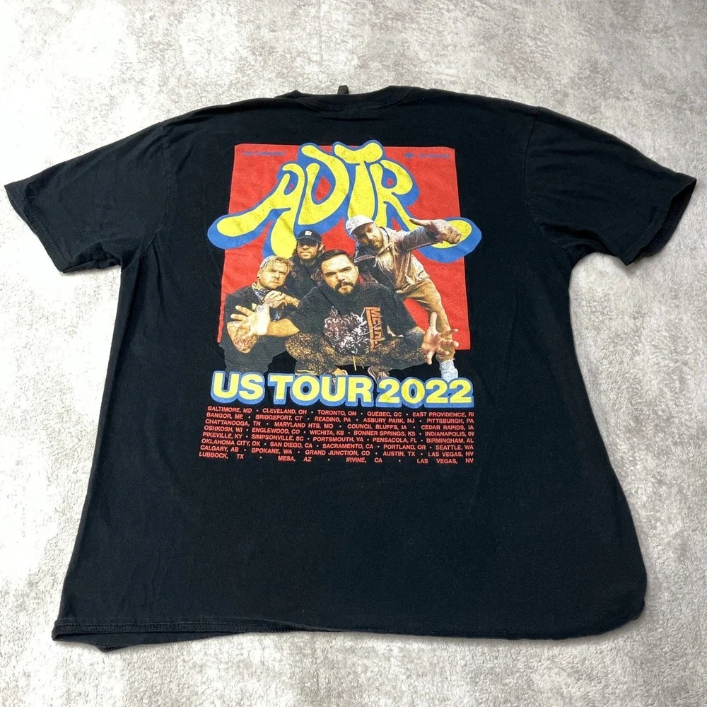 A Day To Remember US Tour 2022 T-Shirt Band Tee Black Graphic Concert Mens Large